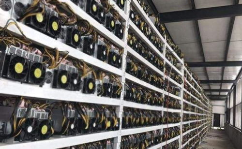 An optimized mining rig in action, demonstrating efficient setup for high-yield crypto operations